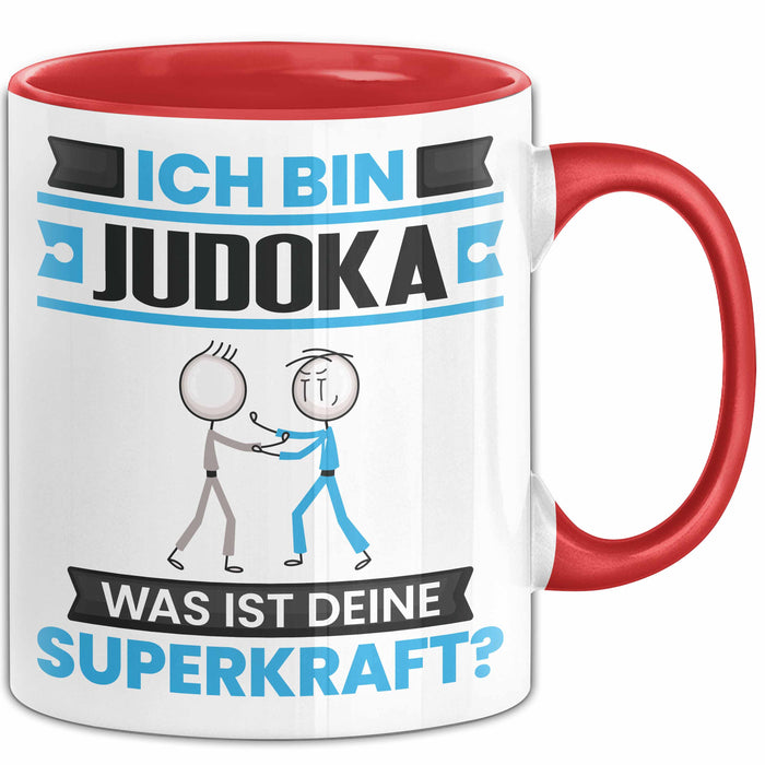 Judoka Tasse Geschenk für Judoka Geburtstag Lustiger Spruch Kaffee-Becher Was Ist Deine Superkraft Rot Trendation