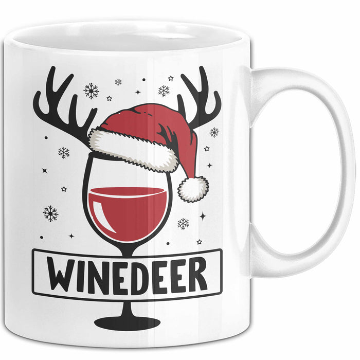 Rotwein-Trinker Tasse Geschenk Weindeer Weihnachten Geschenkidee Für Rot-Weintrinker Kaffee-Becher Weiß Trendation