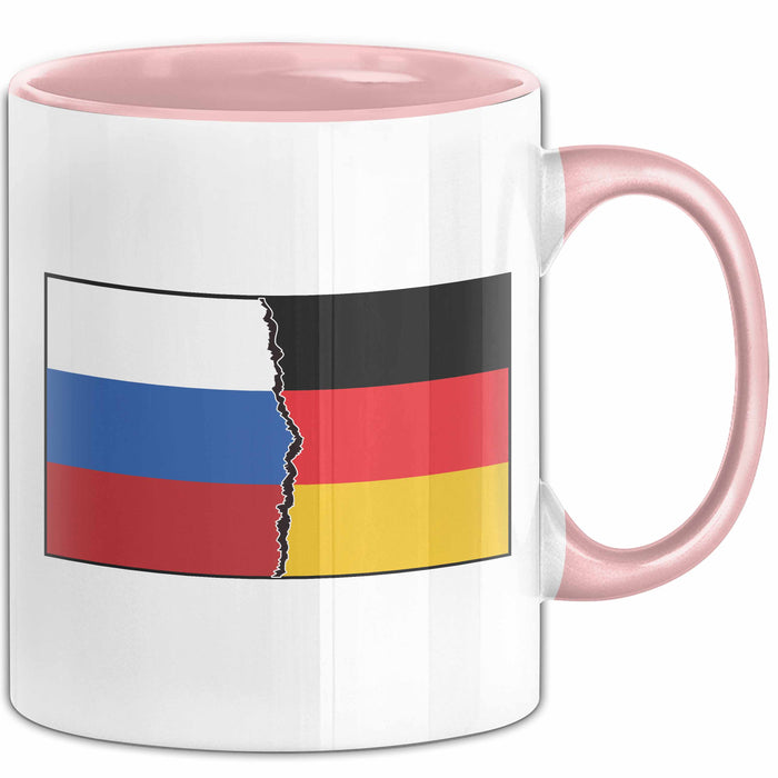 Russe Tasse Geschenk Russland Deutschland Flagge Geschenkidee Rosa Trendation