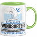 Windsurfer Geschenk Tasse Ich Bin Windsurfer Aber Sag Doch Einfach Superheld Lustige Geschenkdiee für Windsurfer Kaffee-Becher Grün Trendation