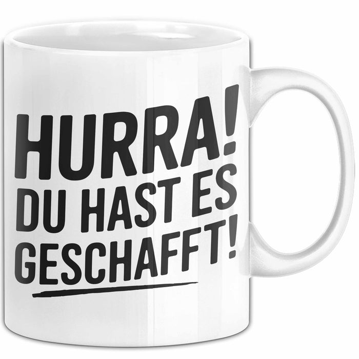 Schüler Abschluss Tasse Geschenk Lustige Geschenkidee Spruch Du Hast Es Geschafft Weiß Trendation