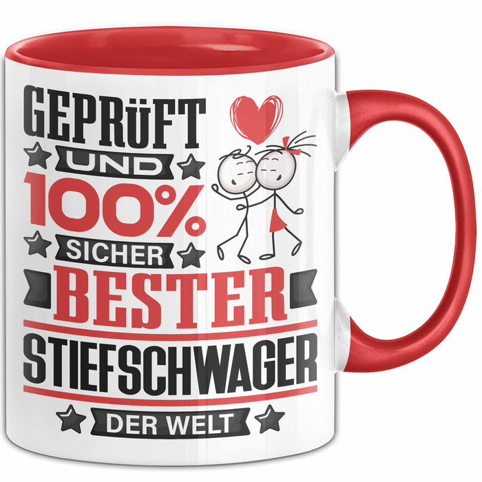 Stiefschwager Geschenk Lustiger Spruch für Stiefschwager Geschenkidee Bester Stiefschwager Der Welt Rot Trendation