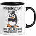 Sarkastischer Pinguin Tasse Geschenk Lustige Geschenkidee Spruch Ich Diskutiere Nicht Ich Erkläre Nur Warum Ich Rcht Habe Schwarz Trendation