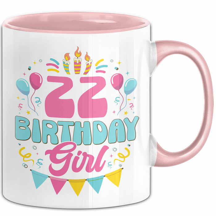 22. Geburtstag Tasse Frauen Mädchen Geschenkidee Lustig 22 Birthday Girl Lustiger Spruch Rosa Trendation