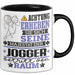 Jogger Geschenk Tasse Lustiger Spruch Erheben Sie Sich Der Jogger Betritt den Raum Schwarz Trendation