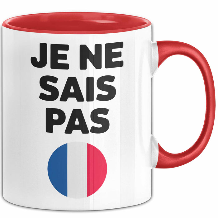 Französischlehrer Schüler Unterricht Tasse Geschenk Lustige Geschenkidee Spruch Je Ne Sais Pas Rot Trendation