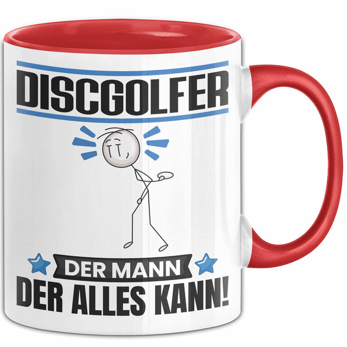 Discgolfer Tasse Geschenk für Discgolfer Der Mann Der Alles Kann Geschenkidee zum Geburtstag Rot Trendation