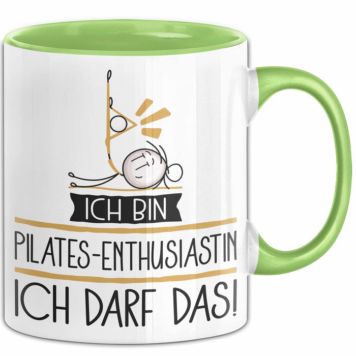 Geschenk für Pilates-Enthusiastin Tasse Lustige Geschenkidee Geburtstag Ich Bin Pilates-Enthusiastin Ich Darf Das Grün Trendation