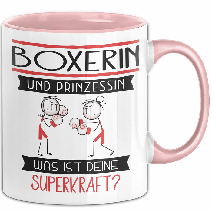 Boxerin Und Prinzessin Tasse Geschenk Für Eine Boxerin Geburtstag Was Ist Deine Superkraft Rosa Trendation
