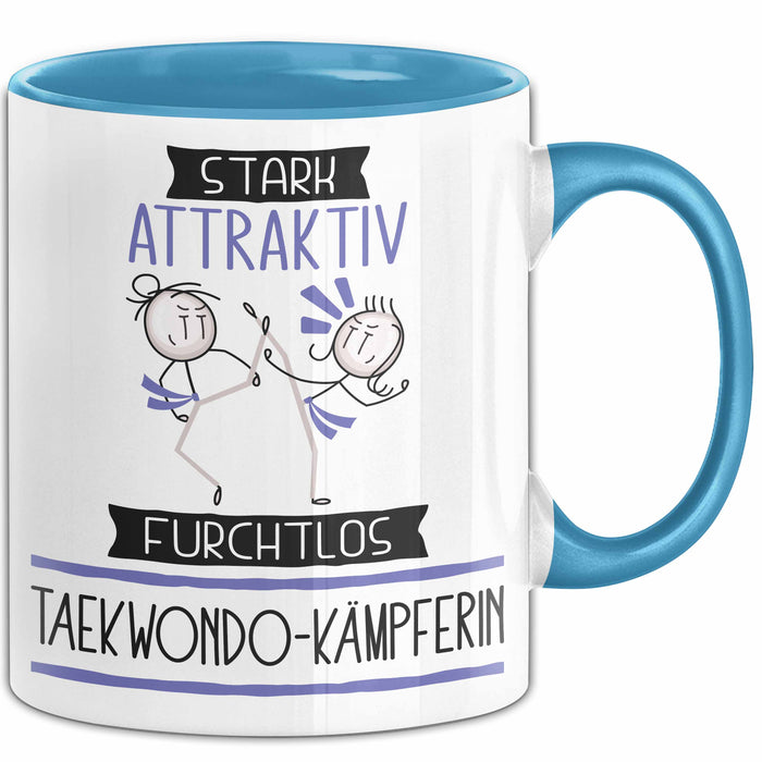 Taekwondo-Kämpferin Tasse Geschenk Becher Stark Attraktiv Furchtlos Taekwondo-Kämpferin Lustige Geschenkidee Blau Trendation