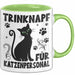 Katzen-Liebhaberin Tasse Geschenk Trinknapf Für Katzenpersonal Geschenkidee Katzenmama Kaffee-Becher Grün Trendation