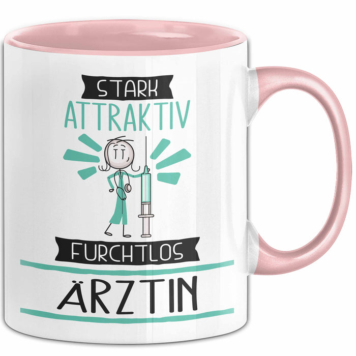 Ärztin Tasse Geschenk Becher Stark Attraktiv Furchtlos Ärztin Lustige Geschenkidee Rosa Trendation