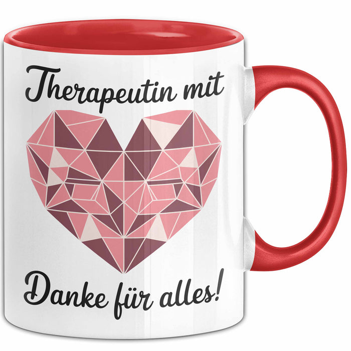 Physiotherapeut Physiotherapie Tasse Geschenk Lustige Geschenkidee Spruch Therapeutin Mit Herz Danke Für Alles Rot Trendation