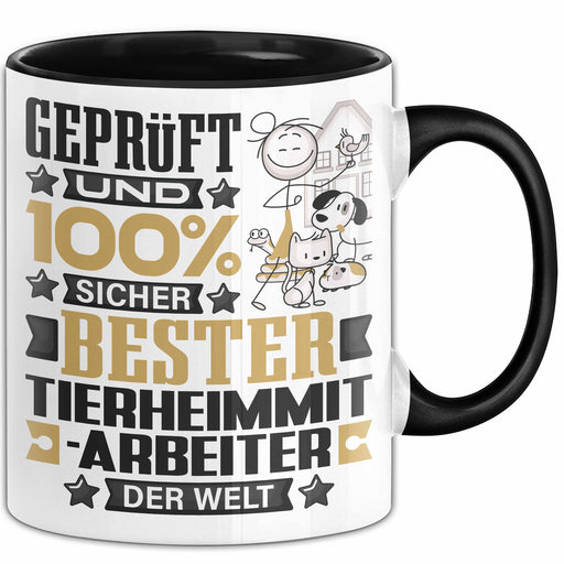 Tierheimmitarbeiter Geschenk Lustiger Spruch für Tierheimmitarbeiter Geschenkidee Bester Tierheimmitarbeiter Der Welt Schwarz Trendation