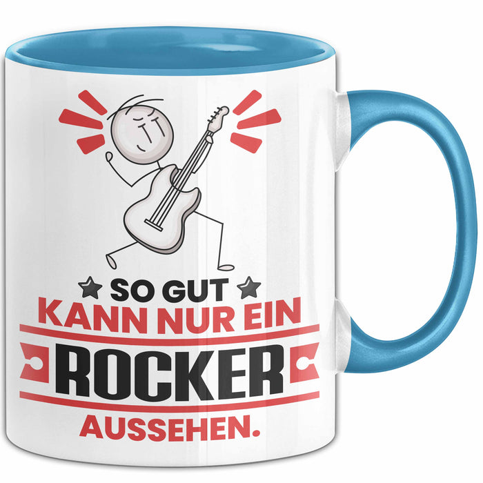 Rocker Geschenk Tasse So Gut Kann Nur Ein Rocker Aussehen Geschenkidee Kaffee-Becher Blau Trendation