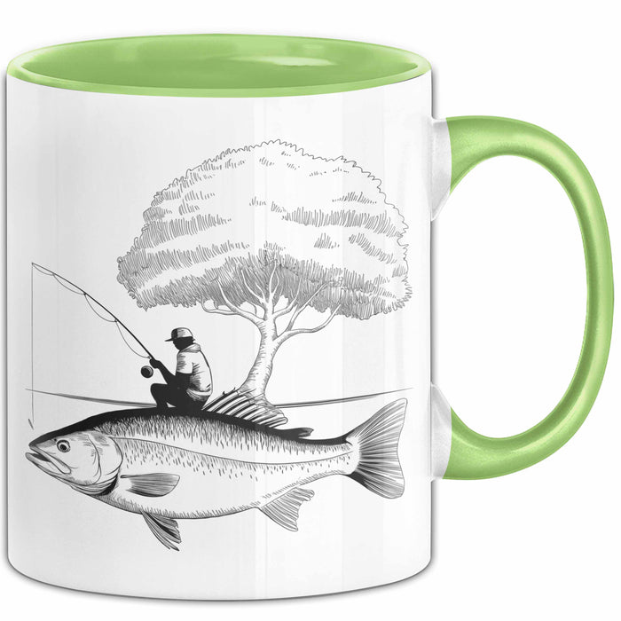 Angelliebhaber Fischer Tasse Geschenk Lustige Geschenkidee Spruch Grün Trendation