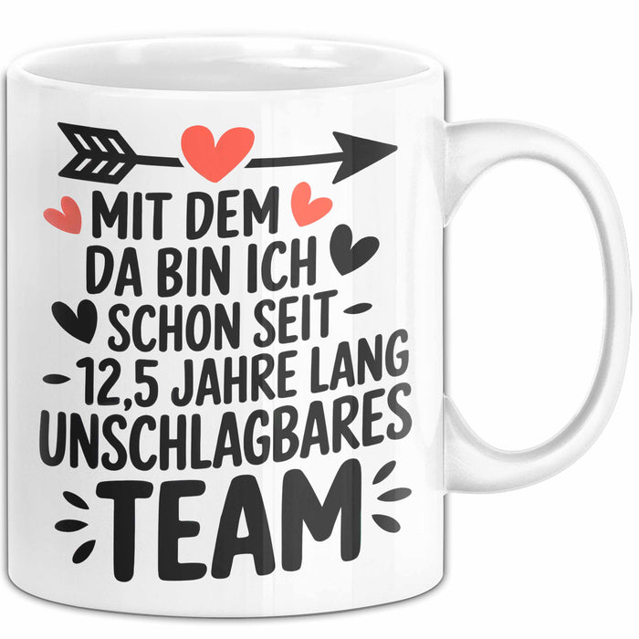 Romantische Pärchen Tasse Geschenk Team seit 12,5 Jahren Geschenkidee Lustig Weiß Trendation