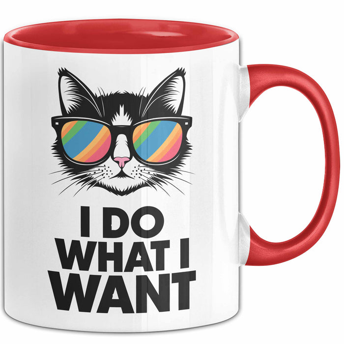Sarkastische Katze Sarkasmus Tasse Geschenk Lustige Geschenkidee Spruch Ich Mache Was Ich Will Rot Trendation