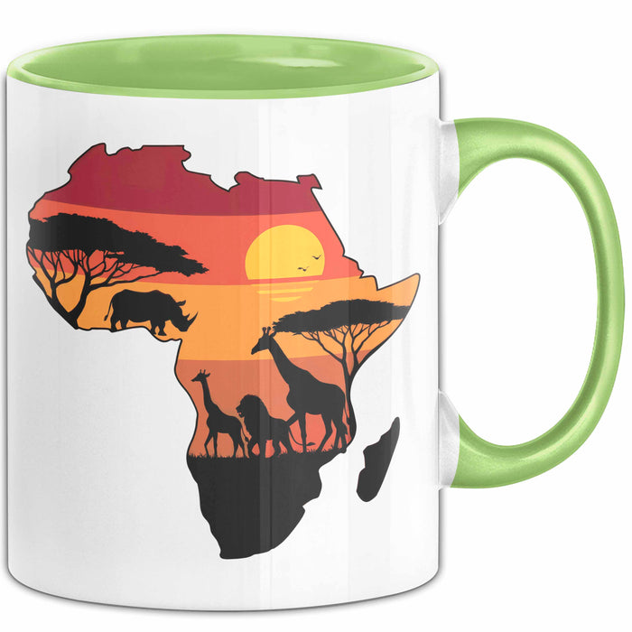 Afrika Karte Nashorn Tasse Geschenk Lustige Geschenkidee Spruch Grün Trendation