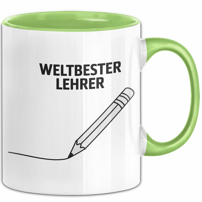 Unterricht Lehrer Wertschätzung Tasse Geschenk Lustige Geschenkidee Spruch Weltbester Lehrer Grün Trendation