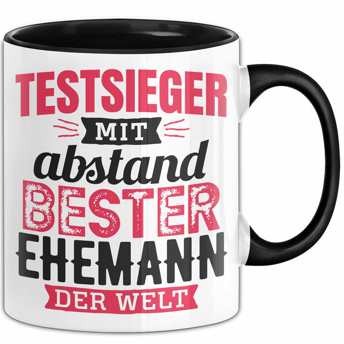 Lustige Tasse Geschenk Testsieger Mit Bester Ehemann Der Welt Spruch Schwarz Trendation