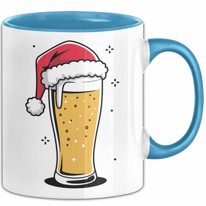 Bier Weihnachtsfeier Tasse Geschenk Lustige Geschenkidee Spruch Blau Trendation