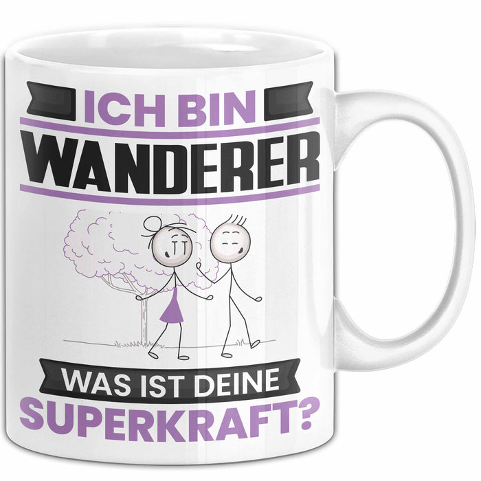 Wanderer Tasse Geschenk für Wanderer Geburtstag Lustiger Spruch Kaffee-Becher Was Ist Deine Superkraft Weiß Trendation