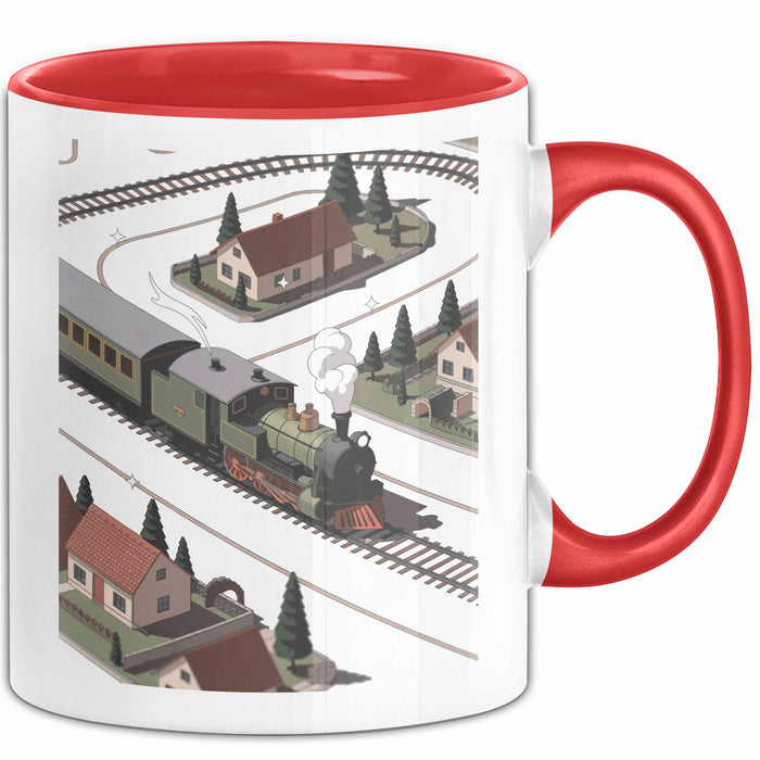 Modelleisenbahn Sammler Tasse Geschenk Lustige Geschenkidee Spruch Für Miniatur Bahn Fans Rot Trendation