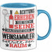 Weinsammler Geschenk Tasse Lustiger Spruch Erheben Sie Sich Der Weinsammler Betritt den Raum Blau Trendation