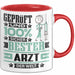 Arzt Geschenk Lustiger Spruch für Arzt Geschenkidee Bester Arzt Der Welt Rot Trendation