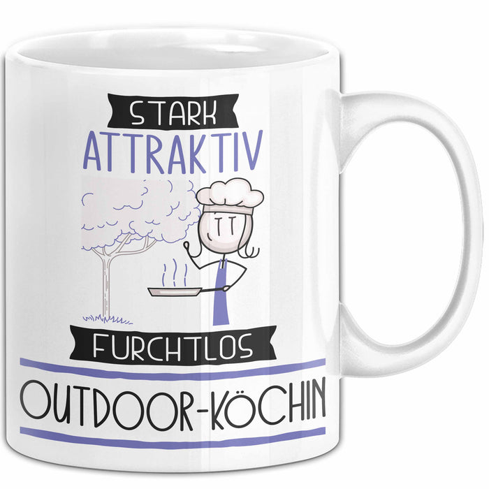 Outdoor-Köchin Tasse Geschenk Becher Stark Attraktiv Furchtlos Outdoor-Köchin Lustige Geschenkidee Weiß Trendation