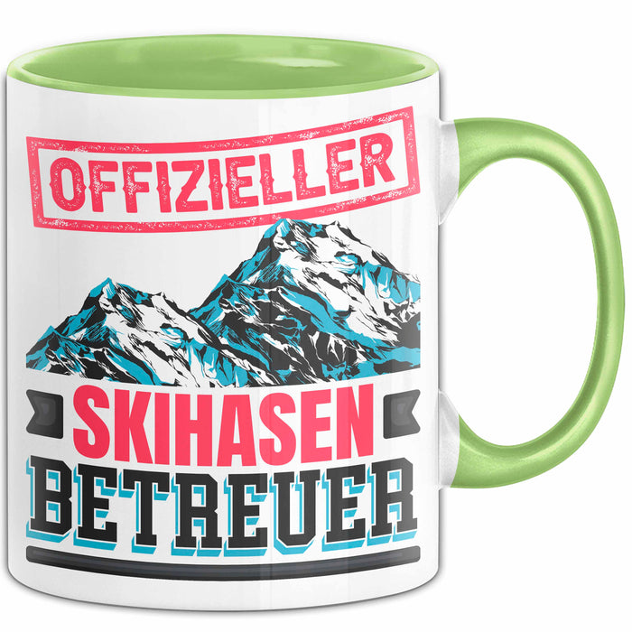 Ski Tasse Geschenk Grafik Offizieller Skihasen Betreuer Becher Grün Trendation