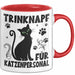 Katzen-Liebhaberin Tasse Geschenk Trinknapf Für Katzenpersonal Geschenkidee Katzenmama Kaffee-Becher Rot Trendation