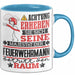 Feuerwehrmann Geschenk Tasse Lustiger Spruch Erheben Sie Sich Der Feuerwehrmann Betritt den Raum Blau Trendation