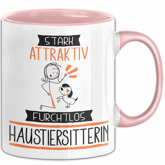 Haustiersitterin Tasse Geschenk Becher Stark Attraktiv Furchtlos Haustiersitterin Lustige Geschenkidee Rosa Trendation