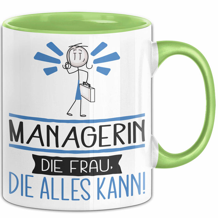 Managerin Geschenk Tasse Becher Die Frau Die Allen Kann Geschenkidee für eine Managerin Lustig Grün Trendation