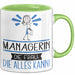 Managerin Geschenk Tasse Becher Die Frau Die Allen Kann Geschenkidee für eine Managerin Lustig Grün Trendation