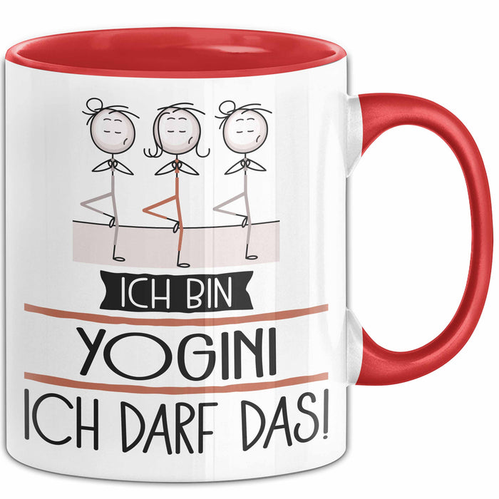 Geschenk für Yogini Tasse Lustige Geschenkidee Geburtstag Ich Bin Yogini Ich Darf Das Rot Trendation