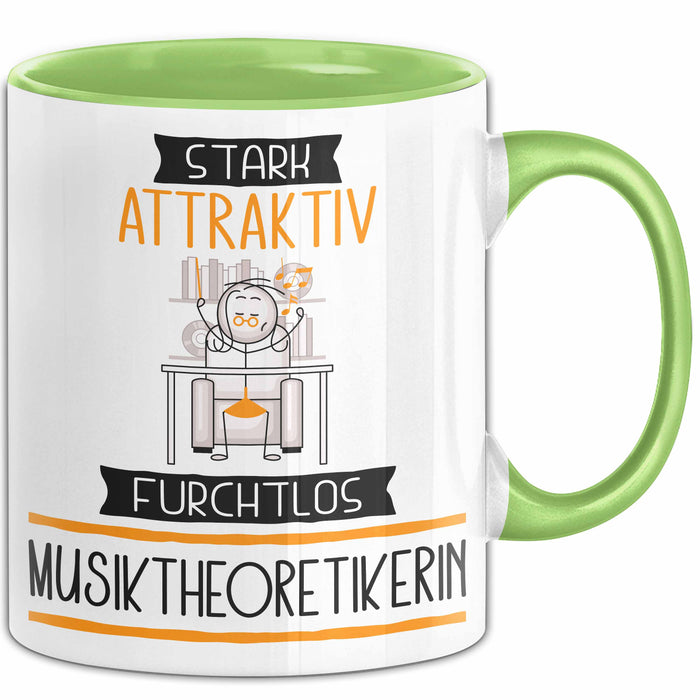 Musiktheoretikerin Tasse Geschenk Becher Stark Attraktiv Furchtlos Musiktheoretikerin Lustige Geschenkidee Grün Trendation