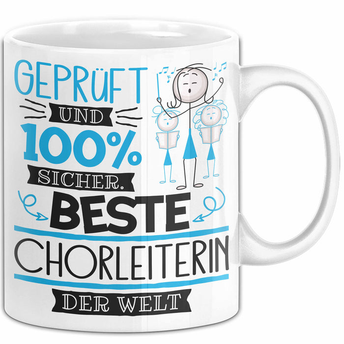 Beste Chorleiterin Der Welt Tasse Geschenk für Eine Chorleiterin Geprüft Und Sicher Geschenkidee Geburtstag Weihnachten Weiß Trendation