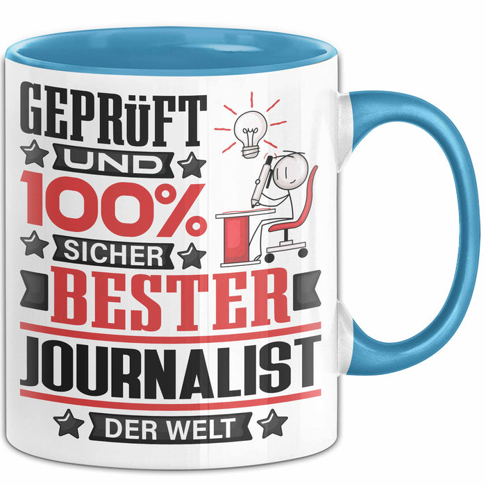 Journalist Geschenk Lustiger Spruch für Journalist Geschenkidee Bester Journalist Der Welt Blau Trendation