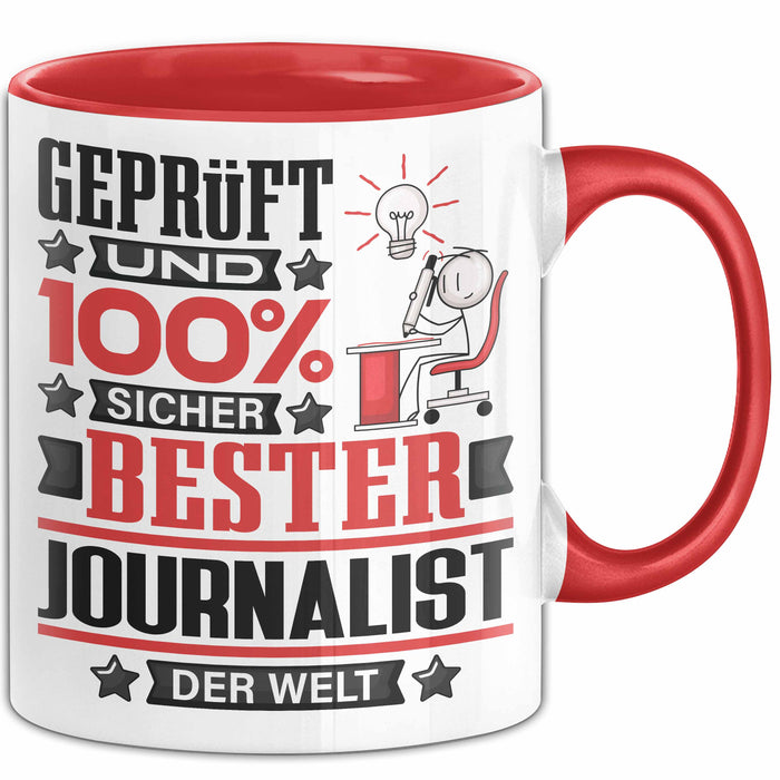 Journalist Geschenk Lustiger Spruch für Journalist Geschenkidee Bester Journalist Der Welt Rot Trendation