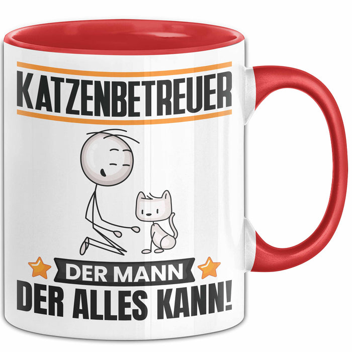 Katzenbetreuer Tasse Geschenk für Katzenbetreuer Der Mann Der Alles Kann Geschenkidee zum Geburtstag Rot Trendation