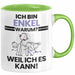 Enkel Geschenk Tasse Lustiger Spruch Ich Bin Enkel Warum Weil Ich Es Kann Geschenkidee Bester Enkel Geburtstag Kaffee-Becher Grün Trendation