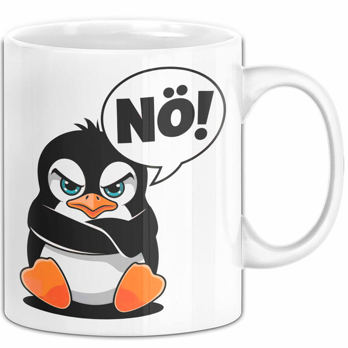 Sarkastischer Pinguin Tasse Geschenk Lustige Geschenkidee Spruch Nö Weiß Trendation