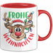 Weihnachten Tasse Geschenk Frohe Weihnachten Rentier Geschenkidee Weihnachtszeit Kaffee-Becher Rot Trendation
