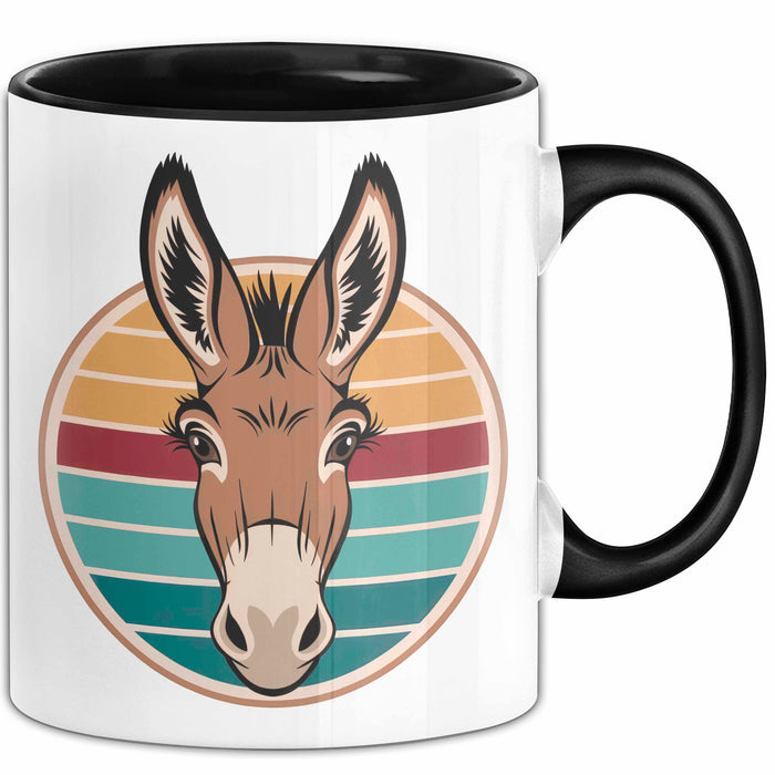 Retro Esel Tasse Geschenk Lustige Geschenkidee Spruch Schwarz Trendation
