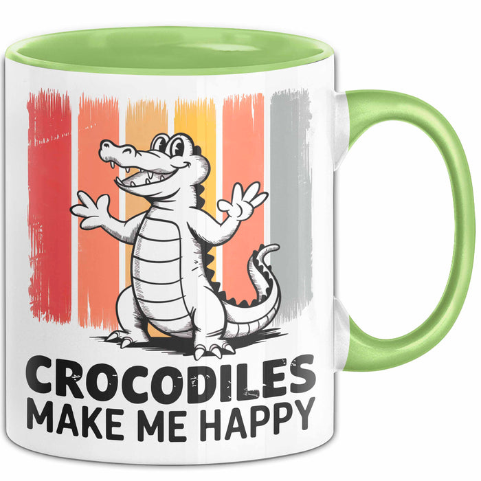 Krokodil Tier Tasse Geschenk Lustige Geschenkidee Spruch Krokodile Machen Mich Glücklich Grün Trendation