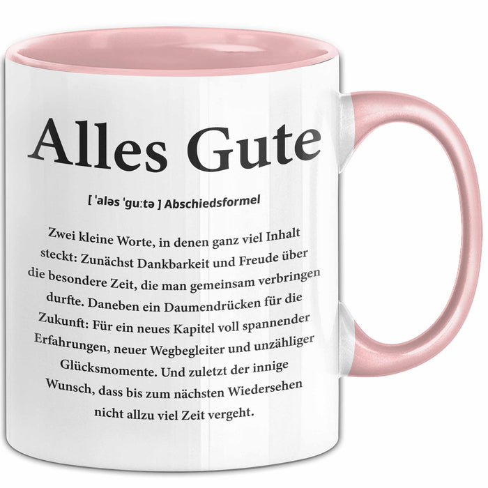 Büroarbeit Kollege Abschied Tasse Geschenk Lustige Geschenkidee Spruch Alles Gute Rosa Trendation