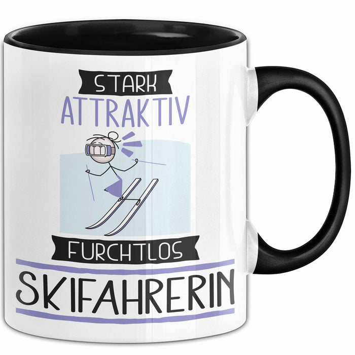Skifahrerin Tasse Geschenk Becher Stark Attraktiv Furchtlos Skifahrerin Lustige Geschenkidee Trendation